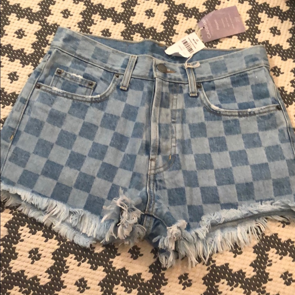 NWT carmar cut off jean shorts - checkered